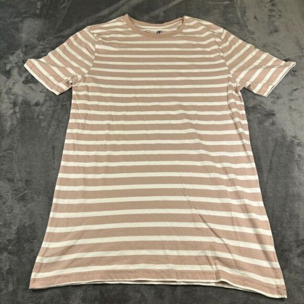 JF Ferrar Shirt Mens Small Pink White Striped Short Sleeve Casual‎ Classic Tee